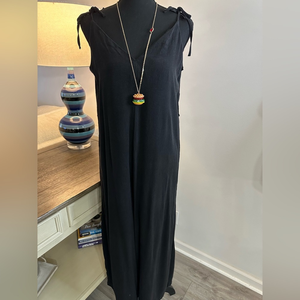 H&M V-Neck Spaghetti Straps Black Jumpsuit - Size M